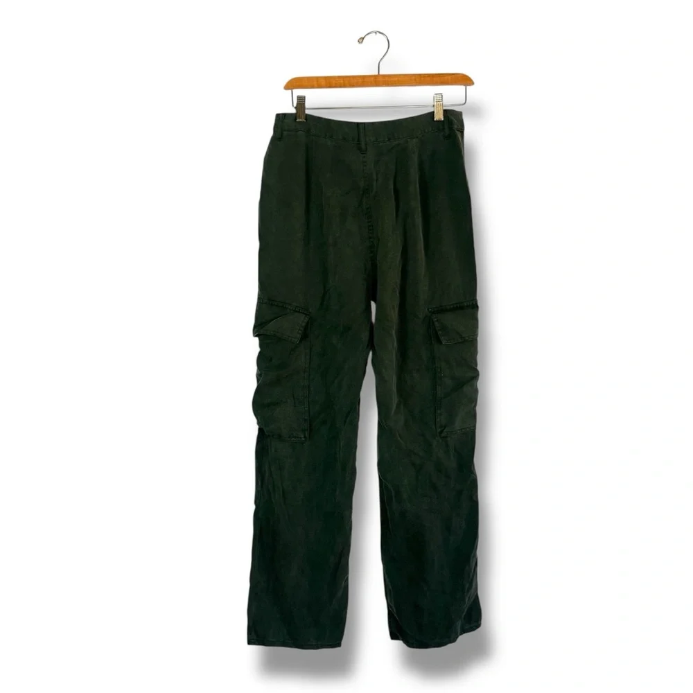 Urban Outfitters Cargo Carpenter Pants Lyocell Size 6 Green Y2K Utility 90s